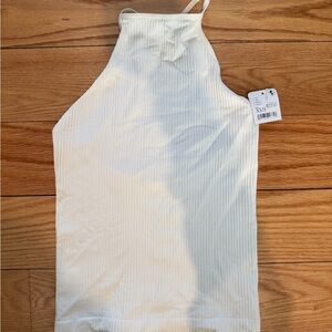 White Ribbed Halter Top